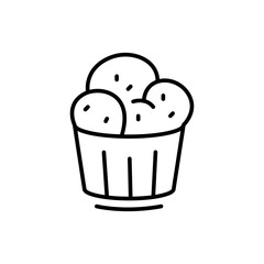 Cupcake outline icons, bakery minimalist vector illustration ,simple transparent graphic element .Isolated on white background