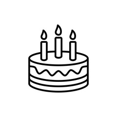 Birthday cake outline icons, bakery minimalist vector illustration ,simple transparent graphic element .Isolated on white background