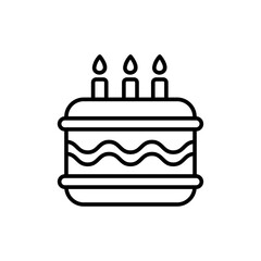 Birthday cake outline icons, bakery minimalist vector illustration ,simple transparent graphic element .Isolated on white background