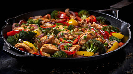 chicken with vegetables HD 8K wallpaper Stock Photographic Image 