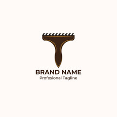 T Letter wood cutting machine logo vector