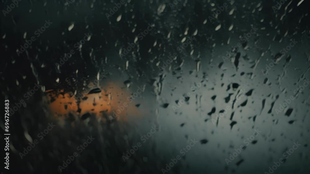 Poster a zoomedin shot of the chaotic and unpredictable movement of individual rain droplets, revealing the