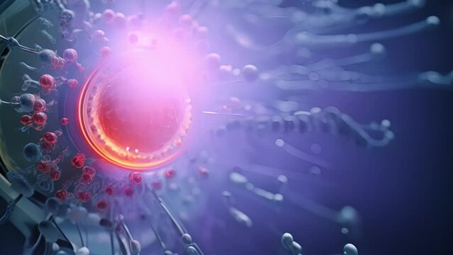 A crosssection of a body cell, revealing the process of antigen presentation and how vaccines instruct the body to recognize and fight off future invasions.