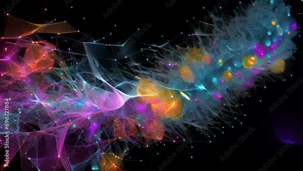 Poster an electron microscope showcasing two entangled particles, with their quantum states mapped out in a