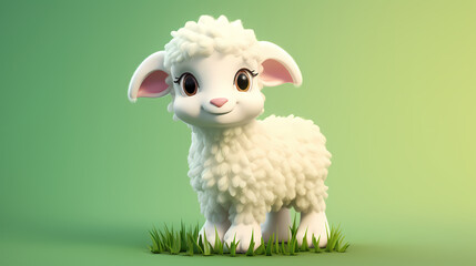 Charming 3D Easter lamb with soft fur, surrounded by springtime flora