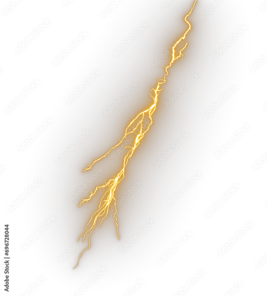 Poster powerful lightning strike flash isolated on transparent backgrounds 3d rendering png