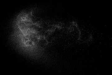 Abstract smoke. Water drops on black background. White storm. Sky on dark.	

