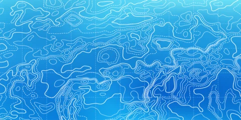 Fotobehang Ocean bottom topographic line map curvy wave isolines vector illustration. © Konstantin