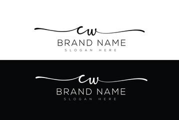 Cw handwriting and signature logo vector design 