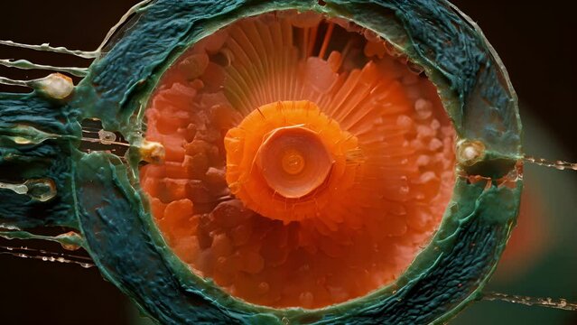 A stunning microscopic of a genetically modified plant cell, created using CRISPR technology and designed to withstand the extreme temperatures and limited resources of Mars. With the