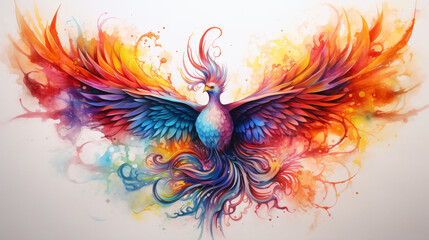 Beautiful phoenix with spectrum colors
