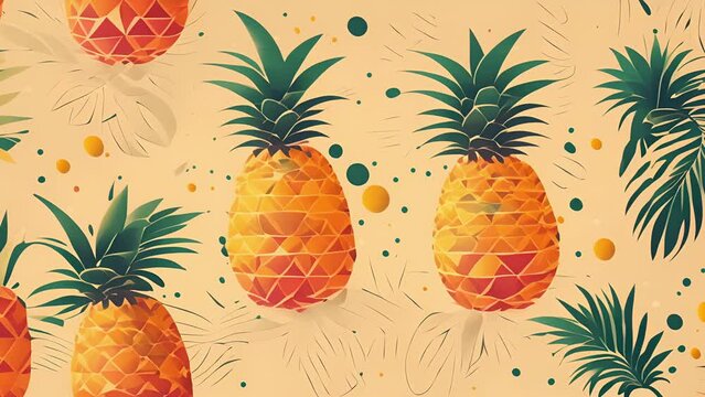 A geometric minimal illustration of a pineapple, radiating positivity and tropical vibes.