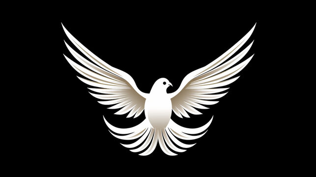 design of a white Christian dove in a single, elegant black line, Generate AI.