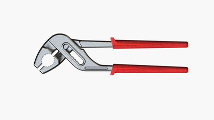Plumbing pliers. Transparent background.. 3D Rendering.