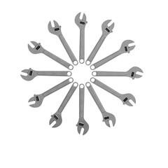 Circular array of adjustable wrenches.Transparent background. 3D Rendering.