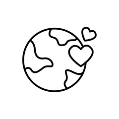 Love earth outline icons, minimalist vector illustration ,simple transparent graphic element .Isolated on white background