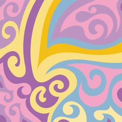 Abstract square background with swirly curves texture ornaments.