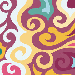 Abstract square background with swirly curves texture ornaments.