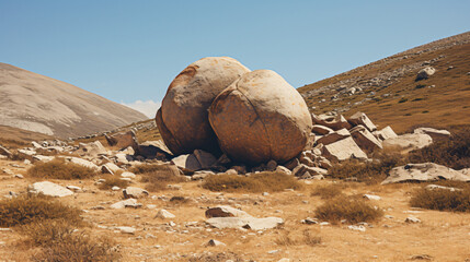 Boulders scattered throughout the terrain