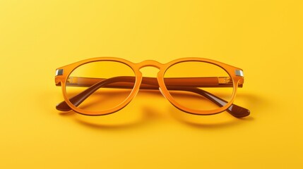 A pair of glasses on a vibrant yellow background. Perfect for fashion, style, and eyewear concepts