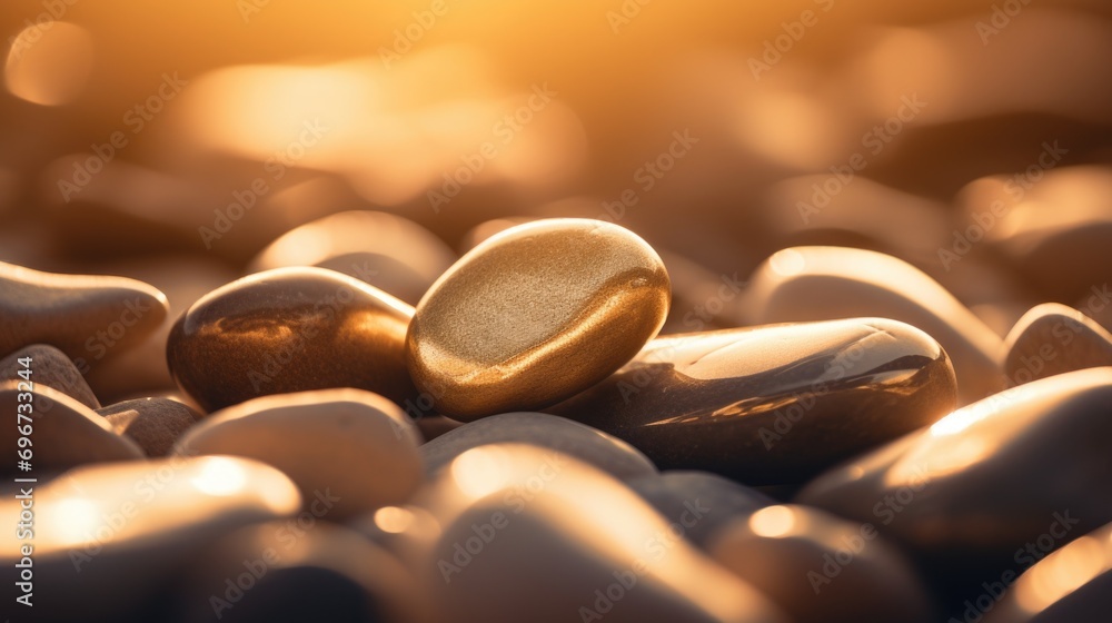 Aufkleber Close-up view of rocks with a gold object. Perfect for adding a touch of luxury or mystery to any project