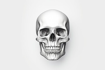 Obraz premium A skull is shown on a white background. Suitable for Halloween-themed designs