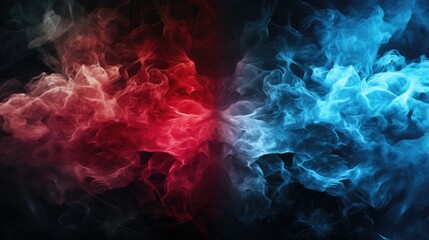 Obraz premium Colorful smoke in two different hues against a black backdrop. Ideal for use in artistic projects or as a background image.