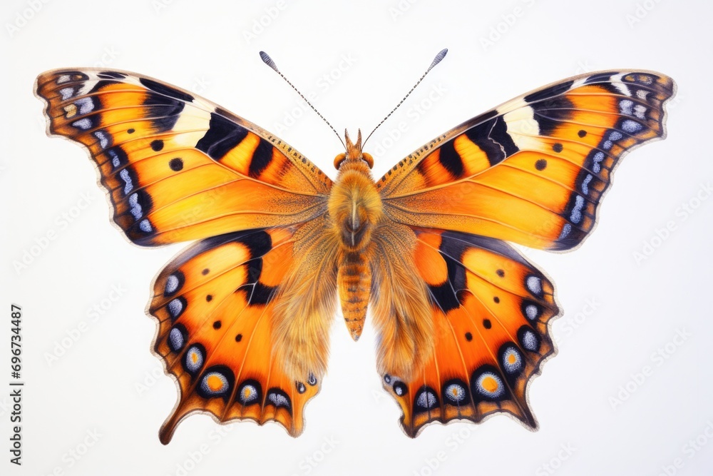 Poster a vibrant orange butterfly with elegant black spots on its wings. perfect for adding a touch of natu