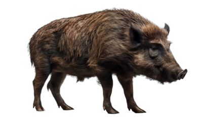 Wild boar on a light, transparent background.