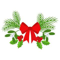 Christmas wreath design element. Winter holiday decoration.