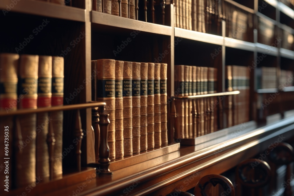 Poster A bookshelf filled with numerous books, providing a wealth of knowledge and reading options. Perfect for educational or literary content
