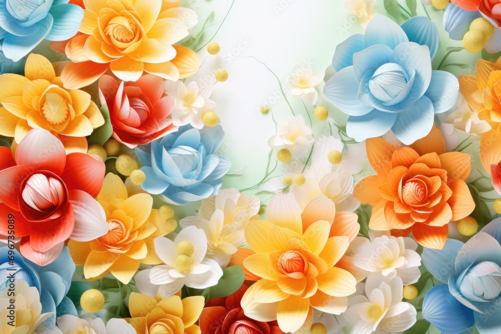 Poster a beautiful bouquet made of delicate paper flowers. perfect for adding a touch of elegance to any ev