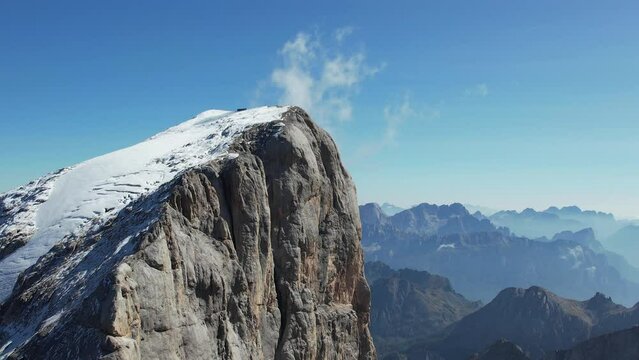 Marmolada Mountain in Italy - Aerial view of the tallest mountain in the Dolomites Itali - Dolomiti Glacier