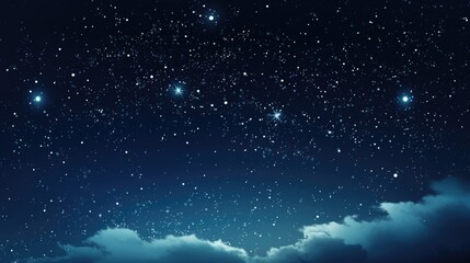 Obraz na płótnie Canvas A captivating night sky filled with stars and wispy clouds. Perfect for celestial-themed designs and backgrounds