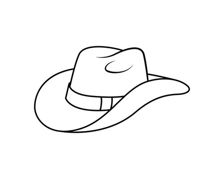 recommend clip art: Cowboy hat line art vector isolated on white background