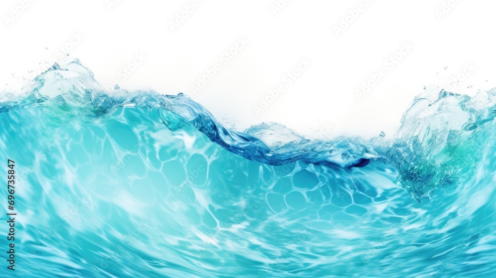 Poster A captivating image of a massive blue wave in the middle of the ocean. Perfect for various projects and designs