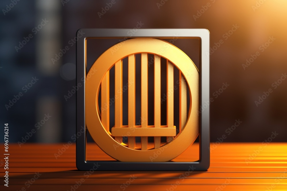 Poster a wooden table with a metal object placed on top. suitable for various purposes
