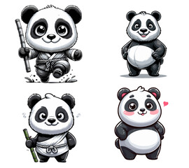 Whimsical Panda Delight: Illustration Pack for Playful Designs | Instant Download