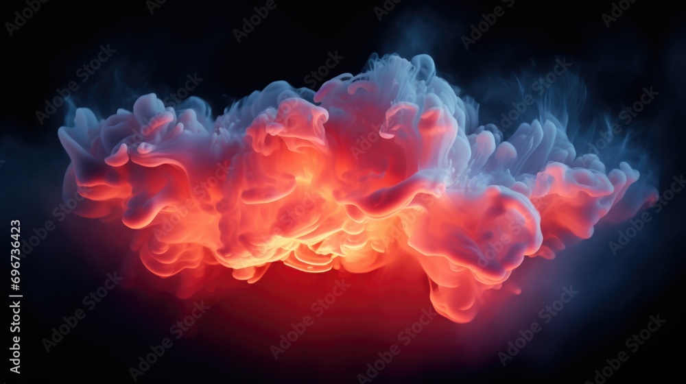 Aufkleber red and blue smoke cloud captured in a close up shot. versatile image that can be used for various p