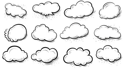 Cartoon speech bubbles set on a plain white background. Ideal for adding text or dialogue to any design project - obrazy, fototapety, plakaty