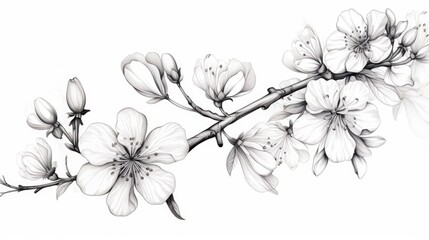 A black and white drawing of a flower. Suitable for artistic projects and floral designs - Powered by Adobe