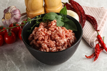 Raw minced pork uncooked meat