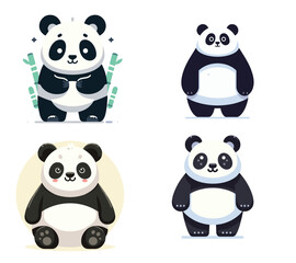 Obraz premium Adorable Panda Illustration Pack for Creative Projects | Cute Bear Graphics