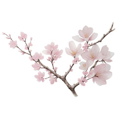 Obraz premium Cherry blossom or sakura branch isolated on white background. Spring Flowers. Watercolor illustration.