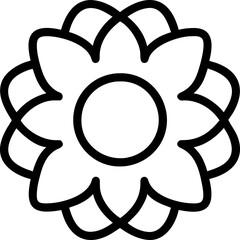 beautiful flower outline isolated in white and black colors