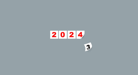 Calendar pages turn in the wind and the new year begins. Merry Christmas and the 2024 concept. New...