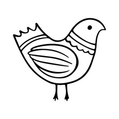 Bird Cartoon Doodle Illustration. Black line little birds, different poses, flying. Happy character. Hand drawn flat abstract icon. Modern trendy vector illustration