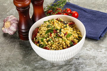 Vegetarian Pasta ptitim with vegetables