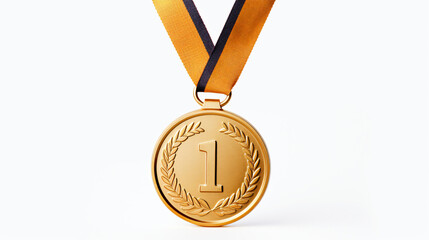 First Place Gold Medal isolated on white background - obrazy, fototapety, plakaty
