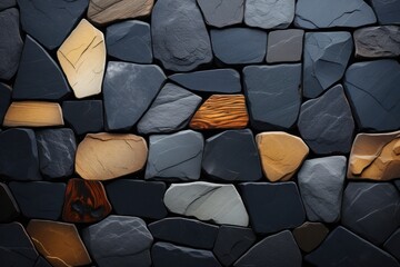 Fototapeta premium Intricately layered stone texture. Stone wall background.